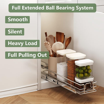 LOVMOR 2 Tier Individual Pull Out Cabinet Organizer 11" W x 18" D, Slide Out Kitchen Cabinet Storage Sliding Shelves