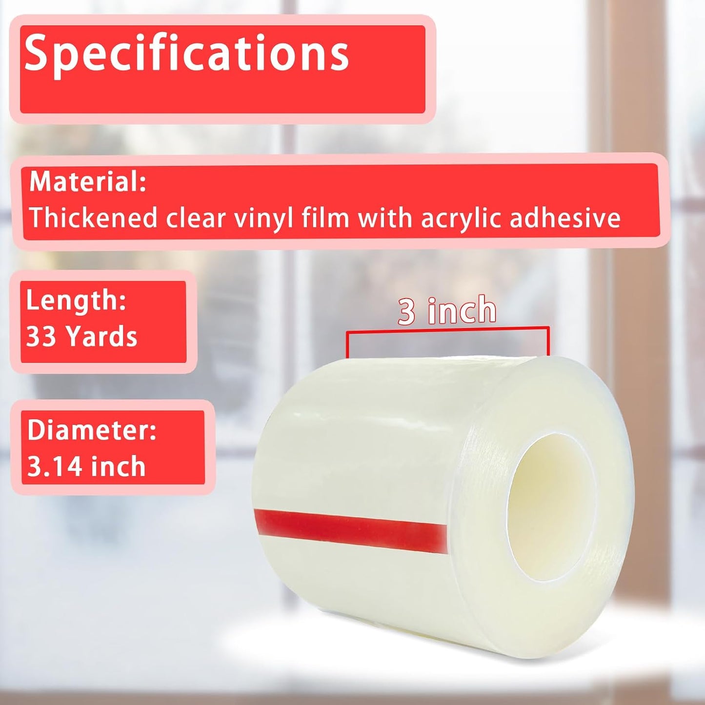Window Sealing Tape, Window AC Insulation Tape, White 3 Inch x 65 FT | Waterproof Blocker for Cold Heat Air, Windproof, No Residue Strong adheisve