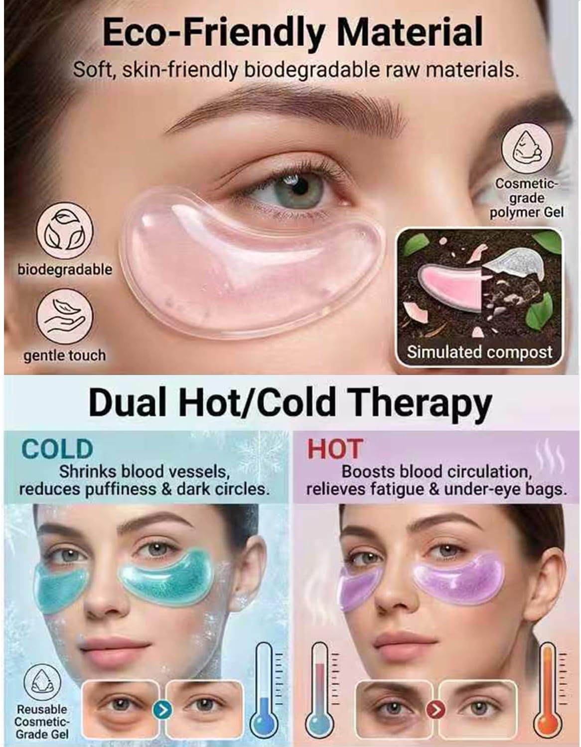 8pcs Under Eye Cooling Pads,Reusable Eye Ice Pack Gel Patches for Puffy Eye
