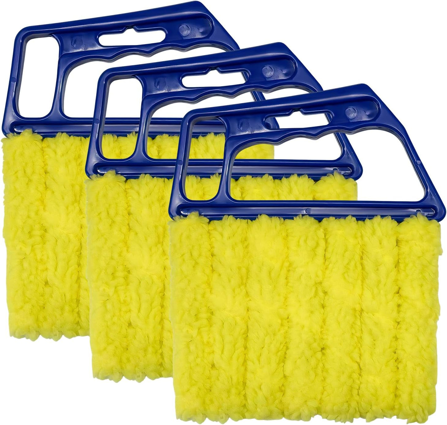 3 PCS Blind Cleaner Duster Tool, 7 Finger Detachable Duster Auto Air Conditioner Cleaning Tool, Washable Dusting Brush Handheld Cleaner for Vehicle Air Vents Blinds (Yellow)