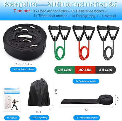 Brebebe Door Anchor Strap for Resistance Bands Exercises, Multi Point Anchor Gym Attachment for Home Fitness, Portable Door Band Resistance Workout Equipment, Easy to Install, Punch-Free, Nail-Free