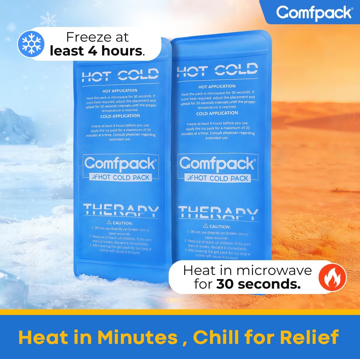 Comfpack Soft Ice Packs for Injuries Reusable, Double Side Hot Cold Therapy