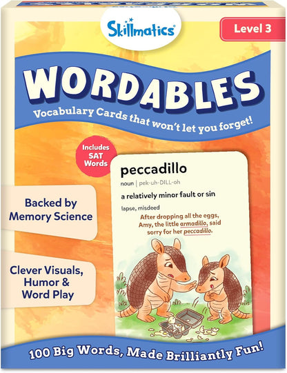Skillmatics Vocabulary Flash Cards, SAT Prep – Wordables Level 3 | Screen-Free, Spelling Game, Learn 100 words with Wordplay, Visuals, & Soundplay, Learning Gift for Ages 8, 9, 10 & Up
