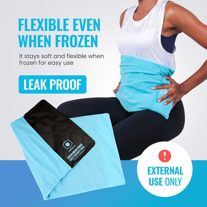 ICEWRAPS Reusable Cold Pack with Fabric Cover - Standard 10 x 14 Inch, Blue
