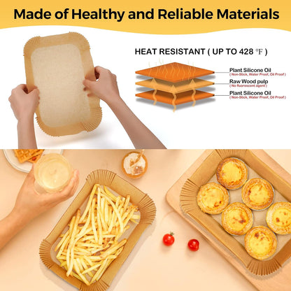 Air Fryer Liners Disposable, 100Pcs 8" Square Air Fryer Paper for 5-8 QT | Waterproof and Oilproof for Easy Cleanup, Unbleached Non-Stick Parchment Paper for 5-8 QT Air Fryer, Baking, Microwave, Oven