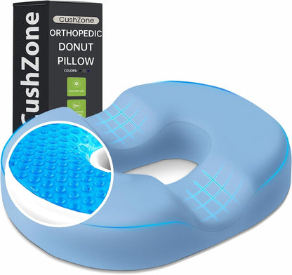 Donut Pillow Seat Cushion, Cooling Gel Memory Foam Chair Cushion, Black