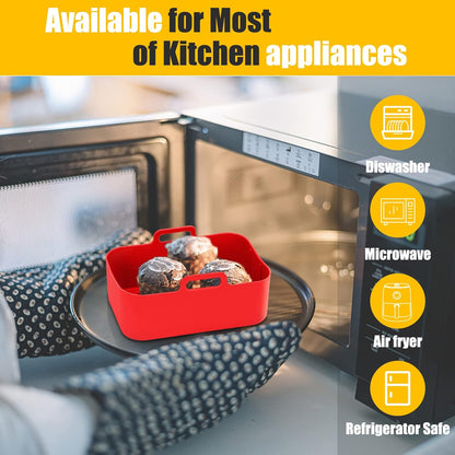 2Pcs Air Fryer Silicone Liners Rectangular for Ninja Foodi Dual DZ201 8QT | DZ090 6QT/Ninja DoubleStack SL201 8QT, MMH Reusable Airfryer Pot Baking Basket | Non-stick | Easy Cleaning | Food Safe | Gray
