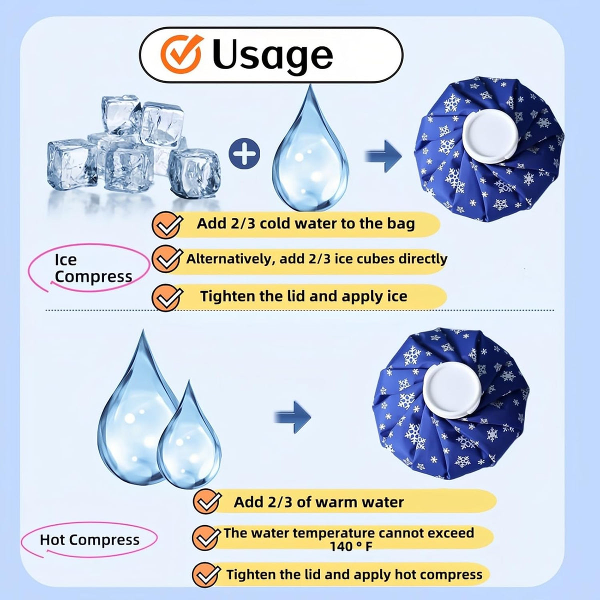 Hot and Cold Reusable Ice Bag for Sport Injuries Ice Pack for Injuries, Hot & Cold Therapy, Teeth Pain Cold Pack, Headaches Cold Ice Bag Hot Cold Therapy for Head Shoulder Back Knee 2PCS