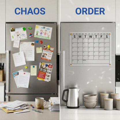 2 Pcs Chore Chart, Clear Acrylic Dry Erase Board with 16 Markers, Metal Adhering Chore Chart for Family Weekly Task Planning, Refrigerator Kitchen Schedule, 11.8 x 7.9 in, 30 x 20 cm