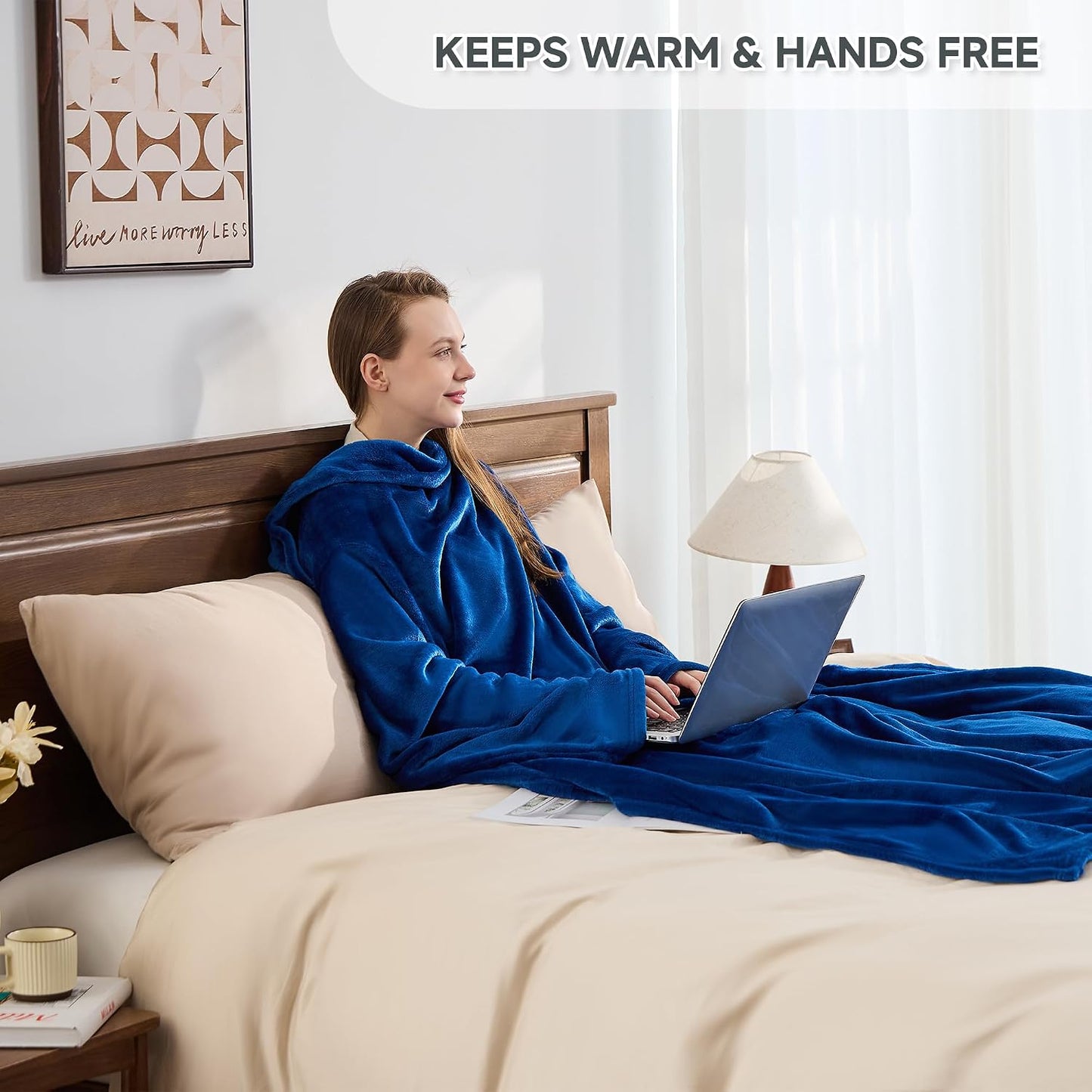 IFNOW Fleece Wearable Blanket with Sleeves, Oversized Snuggle Robe
