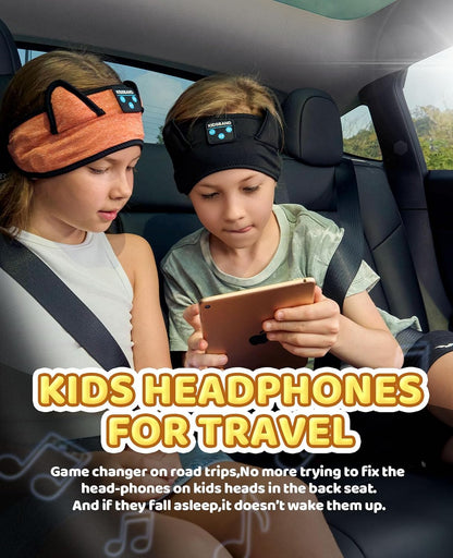KIDSBAND Kids Bluetooth Headphones, Sleep Headband [Wireless & Wired Playback 2in1] Foldable Headphones for School/Travel/Tablet/Sleep