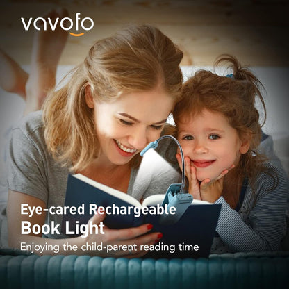 VAVOFO Rechargeable Book Light, Blue Light Blocking, Amber 1600K Clip On Reading Light, Eye Care 7 LEDs Kids Book Light for Reading in Bed with Power Indicator for Bookworms (Neon Orange)