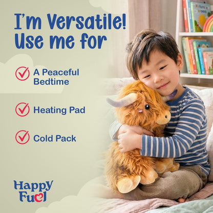 Bunny Microwavable & Weighted Stuffed Animals - 1.5 Lbs Unscented Heating Pad for Period Cramps Pain Relief and Anxiety, Cute Bunny Plush Toys Gifts for Women Girls Adults and Kids by Happy Fuel