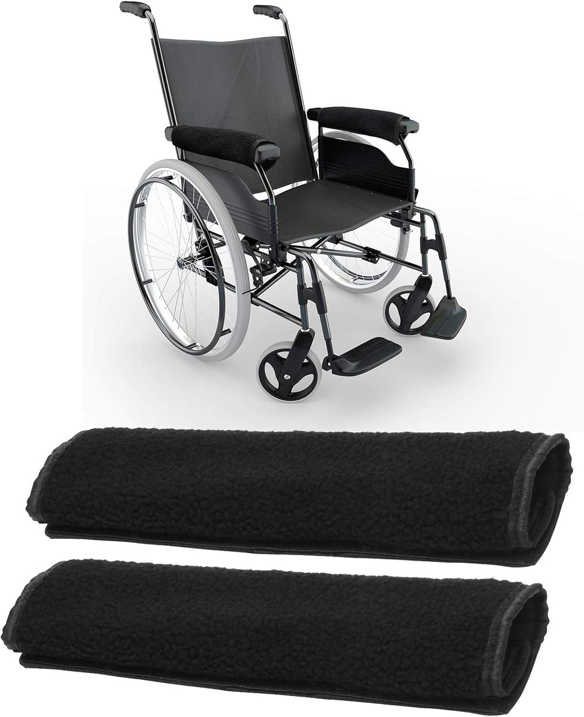 AHIER Wheelchair Armrest Pads, 2PCS Sheepskin Fleece Wheelchair Armrest Covers, Non Slip Arm Rest Cover Cushion pad for Wheelchairs (Pink)