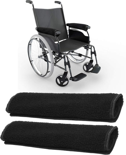 AHIER Wheelchair Armrest Pads, 2PCS Sheepskin Fleece Wheelchair Armrest Covers, Non Slip Arm Rest Cover Cushion pad for Wheelchairs (Pink)