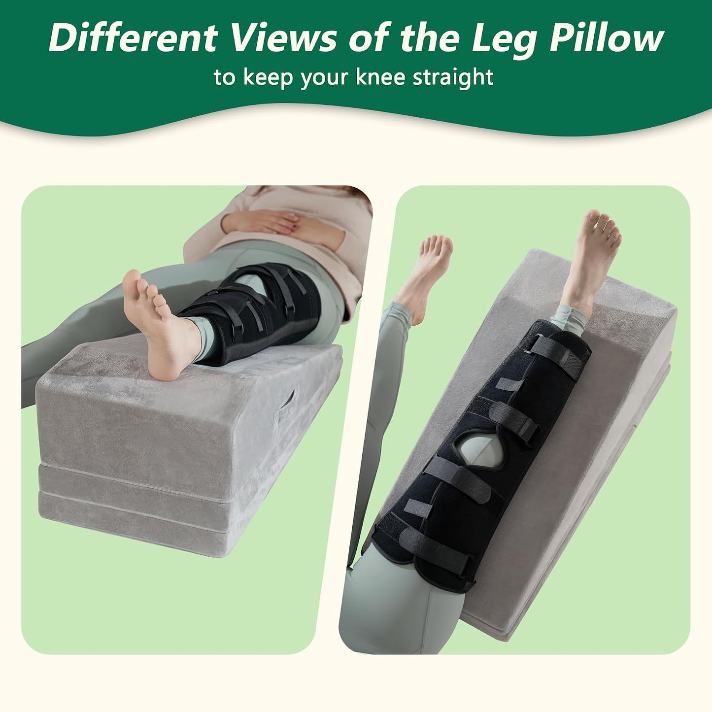 Wedge Pillow for Sleeping, Bed Wedge Pillow for After Surgery 3-Height Memory Foam Leg Elevation Pillow for Swelling Back Pain Relief Sciatica Knee Ankle Pain Bed Support Legs L 24"