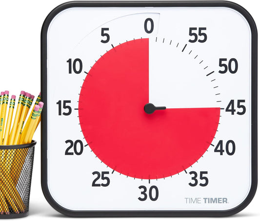 TIME TIMER 12 inch Visual Timer 60 Minute Kids Desk Countdown Clock with Dry Erase Activity Card, Also Magnetic for Classroom, Homeschooling Study Tool, Task Reminder, Home and Kitchen Timer