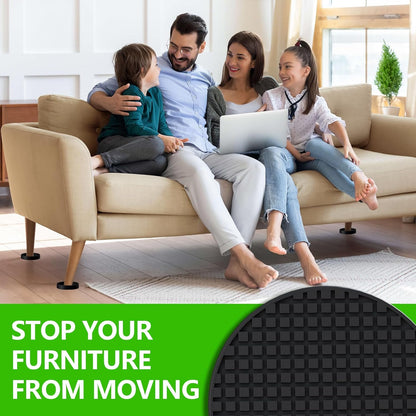 Non Slip Furniture Pads for Hardwood Floors - 12PCS 2" Caster Cups, Round | Furniture Stoppers to Prevent Sliding, Anti Slip Furniture Coasters Cup, Floor Protectors for Furniture Bed Couch Chair,Black