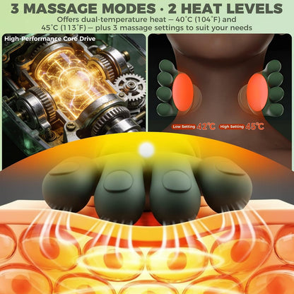 Neck Shoulder Massager with Heat, 4D Bionic Kneading Deep Tissue Relief