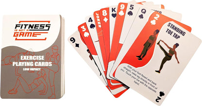 Low-Impact Exercise Playing Cards | 52-Card Deck | Bodyweight | All Fitness Levels | Strength Training and Cardio | at-Home Workout | Family Game Night | Fun