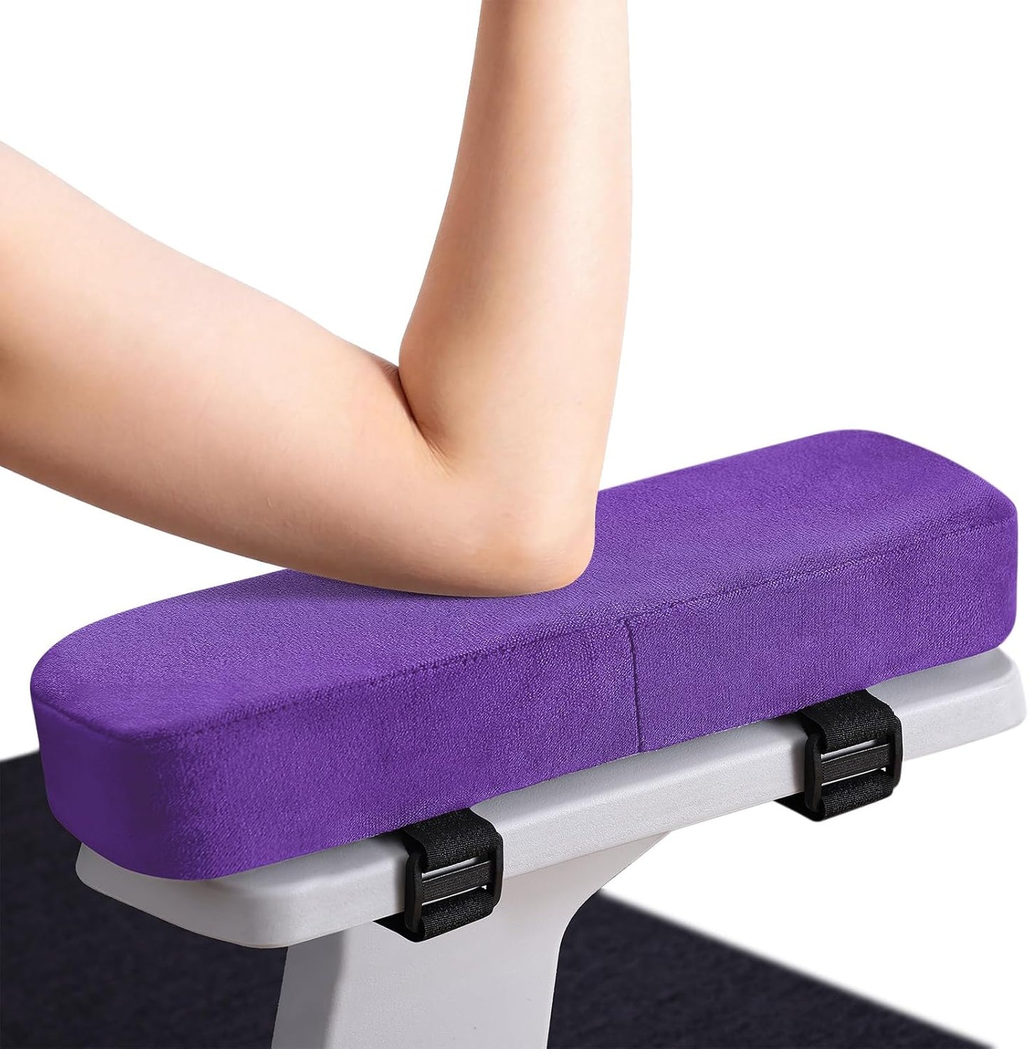 Smiry Memory Foam Office Chair Armrest Pads, Non-Slip Armrest Cushion | Ergonomic Arm Rest Pads with Adjustable Buckles and Straps, Elbow Relief for Desk, Gaming & Wheelchair, Black, Set of 2