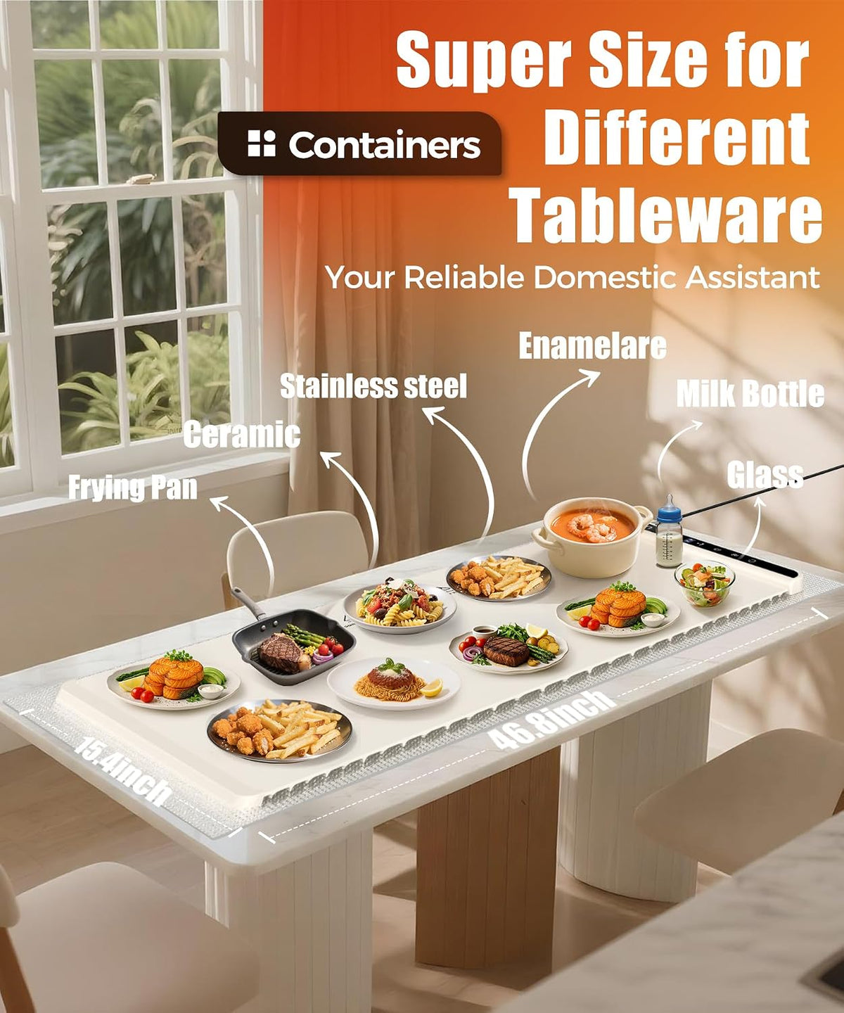 Warming Mat for Food, 26x15 Inch, Off White, Fast Heat, Child Lock