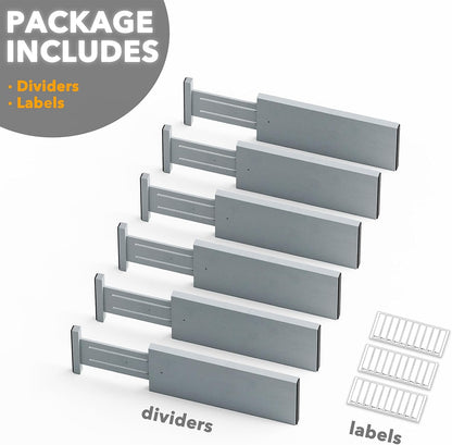 SpaceAid Bamboo Dresser Drawer Dividers 6 Pack, 4.65“ High Adjustable 12.5“-17” Drawer Organizers, Expandable Organization for Clothing, Clothes, Dressers, Natural