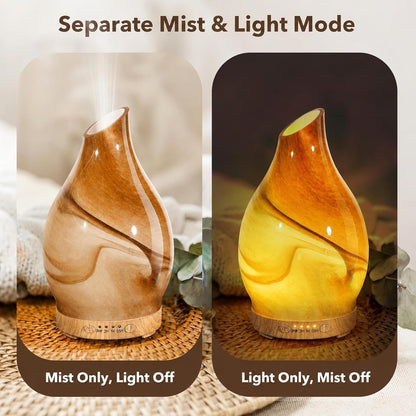 120ML Essential Oil Diffuser, 3D Glass Aromatherapy Diffuser with Auto Shut-Off and 7 Color LED Lights, Ultrasonic Mist Humidifier with 4 Timer for Home Office Bedroom (3D Fireworks)