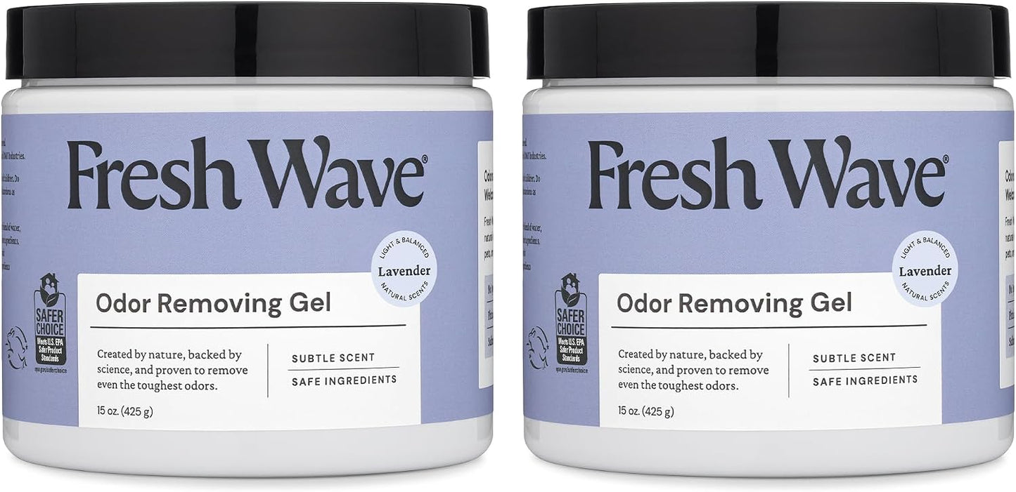 Fresh Wave Original Odor Eliminator Gel 3-Pk 7 oz - Air Freshener for Home | Plant-based essential oils. Lasts 15-30 days per jar. No plug-in needed. Pet-safe, closet and bathroom deoderizer.