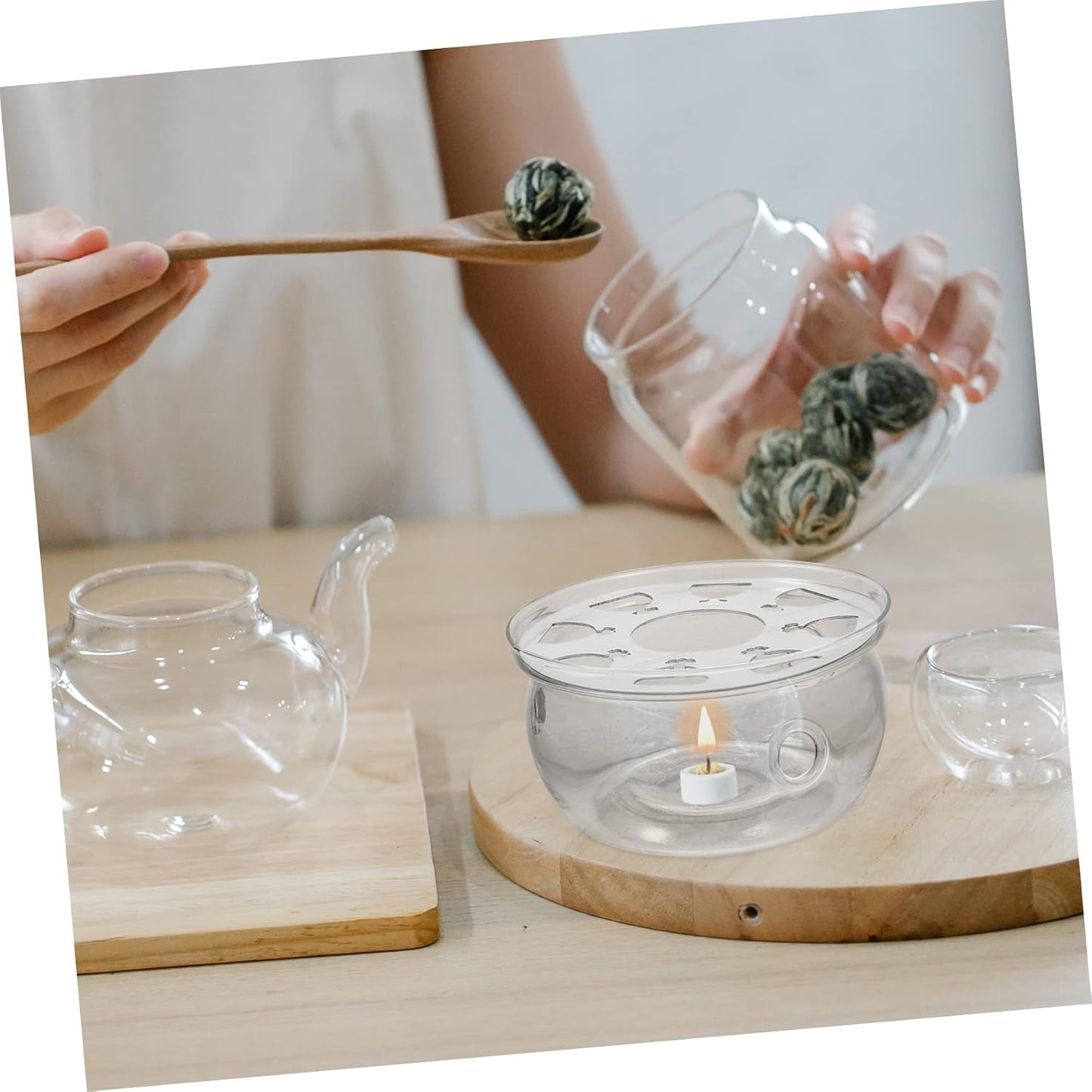 STOBAZA Household Glass Teapot Warmer Non-Slip Base Elegant Tea Heating Tool for Maintaining Warmth Gatherings and Special Occasions