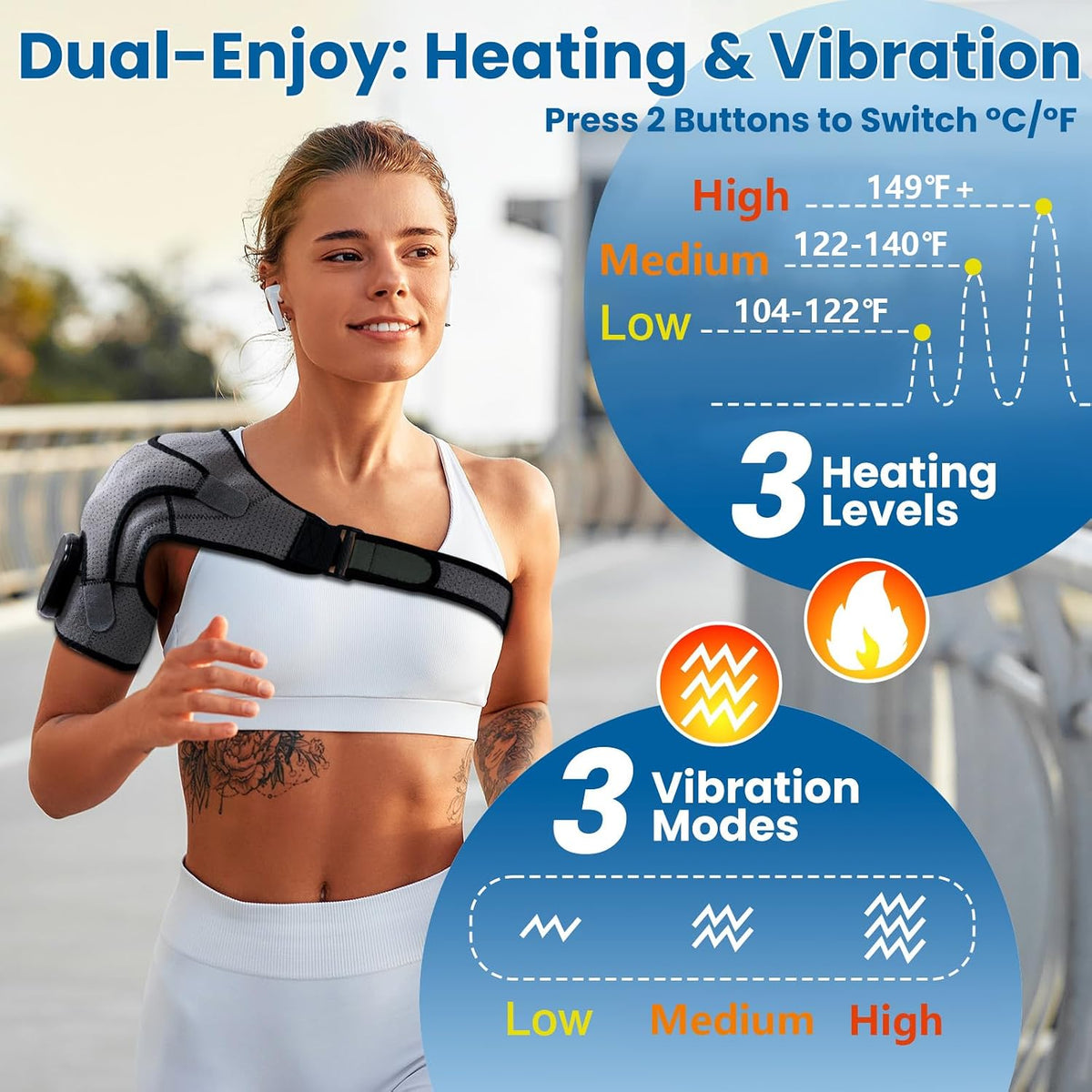 Shoulder Heating Pad with Massager,Rotator Cuff Shoulder Pain Relief,Black