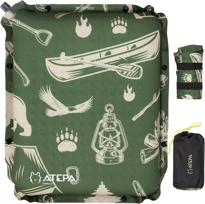 ATEPA Inflatable Seat Cushion | 2" & 2.5" foam core seat pad, Self inflating, Compact, Stadium, Airplane, Travel, Camping, Hiking, Sports events
