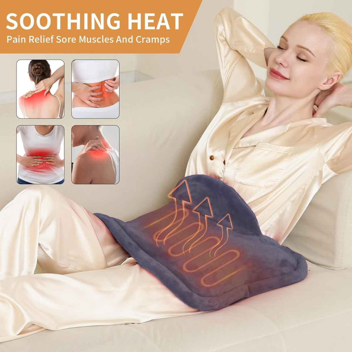 SAROO Weighted Heating Pad for Neck and Shoulders Pain Relief,19"x22",Grey