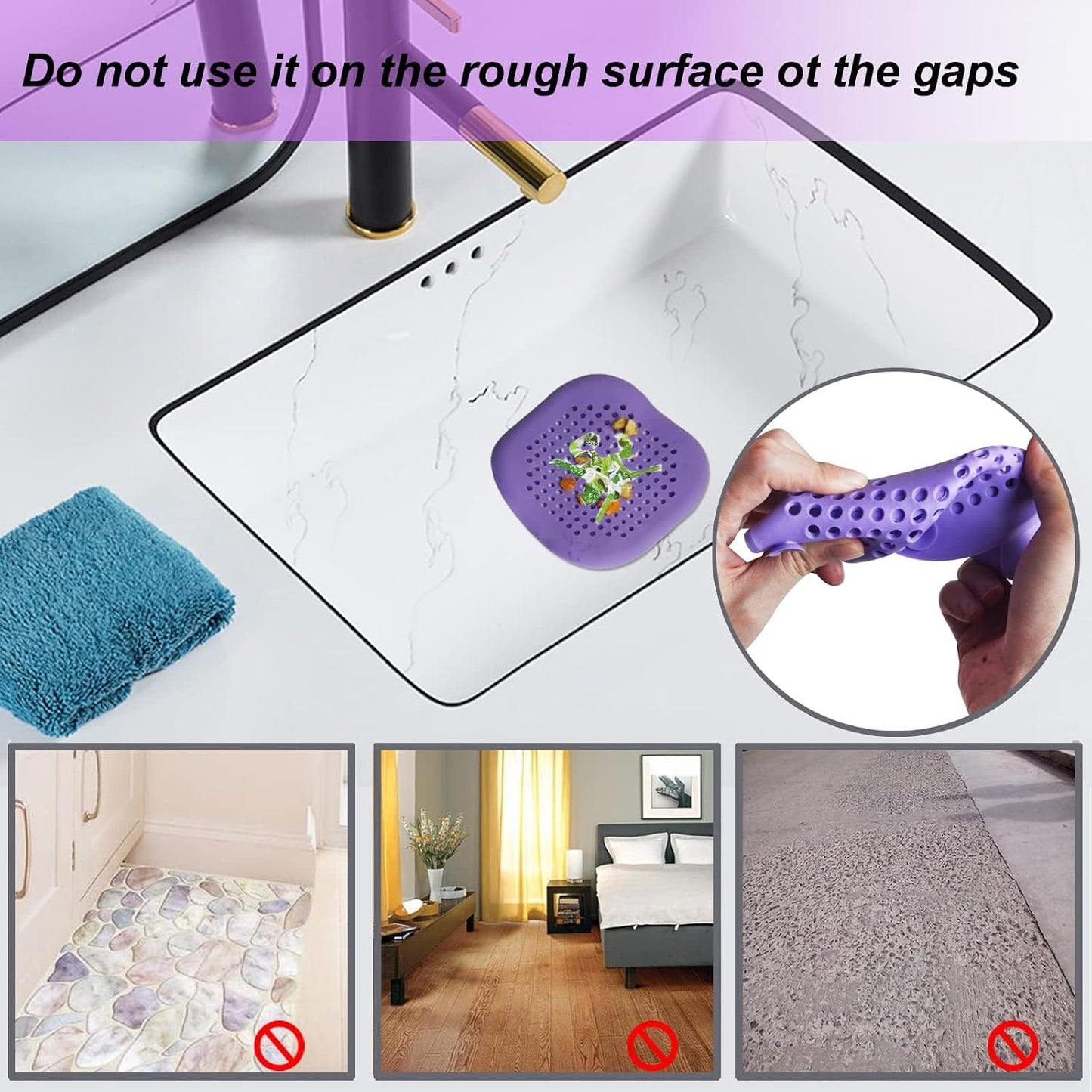 Bovinde Hair Drain Catcher,Square Cover for Shower 2 Pack (Black) | Drainer Cover Silicone Hair Stopper with Suction Cups,Protector Accessories,Easy to Install Suit for Bathroom,Bathtub,Sink
