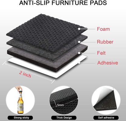 Non Slip Furniture Pads -56 pcs（1+2）” Furniture Grippers, Non Skid Furniture Legs,Self Adhesive Rubber Furniture Feet, Anti Slide Furniture Hardwood Floor Protector for Keep Couch Stoppers