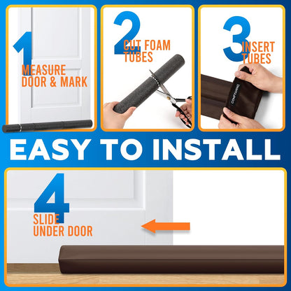 Comfyanno Under Door Draft Stopper - Bottom Door Gap Filler & Seal - Fits 30” to 36” Door, Double Side Block Noise, Sound, Air, Bugs, Dust, Easy to Install, No Adhesive, Black