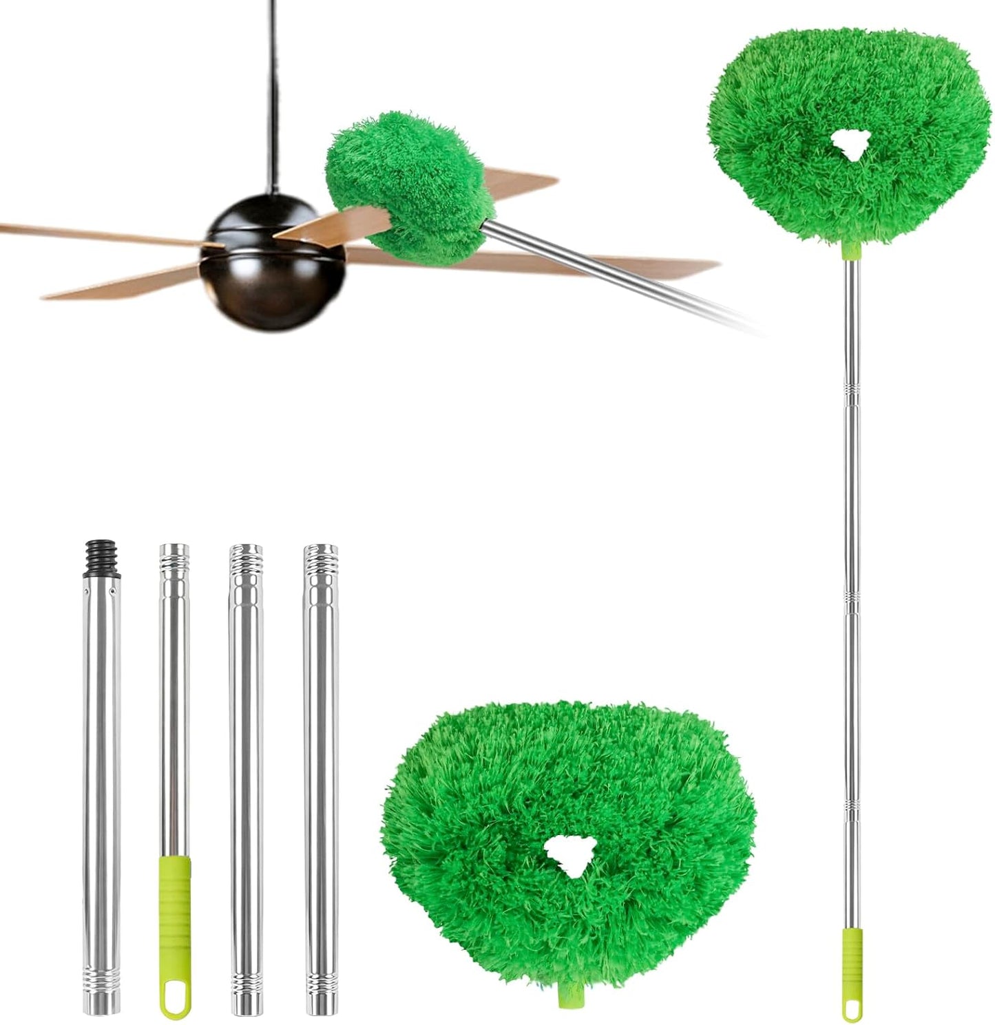 Ceiling Fan Cleaner Duster Reusable Microfiber Ceiling Fan Blade Cleaner Removable Duster with Extension Pole Adjusts 13 to 49.7 Inch for Cleaning Walls Bookshelves Furniture Door Window Top (Blue)