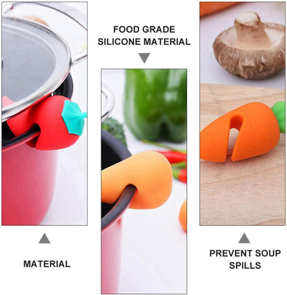 Silicone Pot Lid Anti-Spill Rack Set Kit Heat- Anti-Overflow Stoppers Pot Cover Lifter Holder Set Kitchen Tool, Gadget
