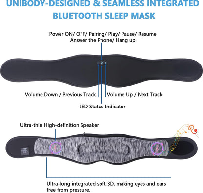 Bluetooth Sleeping Headphones, Bluetooth 5.4 Sleep Mask, Ultra-Thin Stereo Speakers, Fully Enclosed Pressure-Relieving Design, The Best Gift