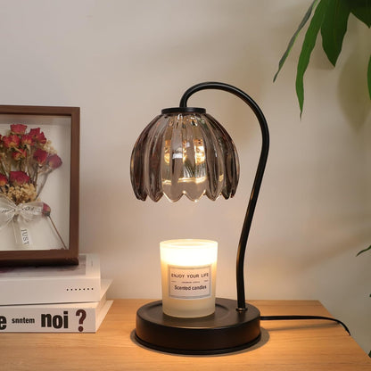 Electric Candle Warmer Lamp with Timer & Dimmer, Gray Tulip Lampshade