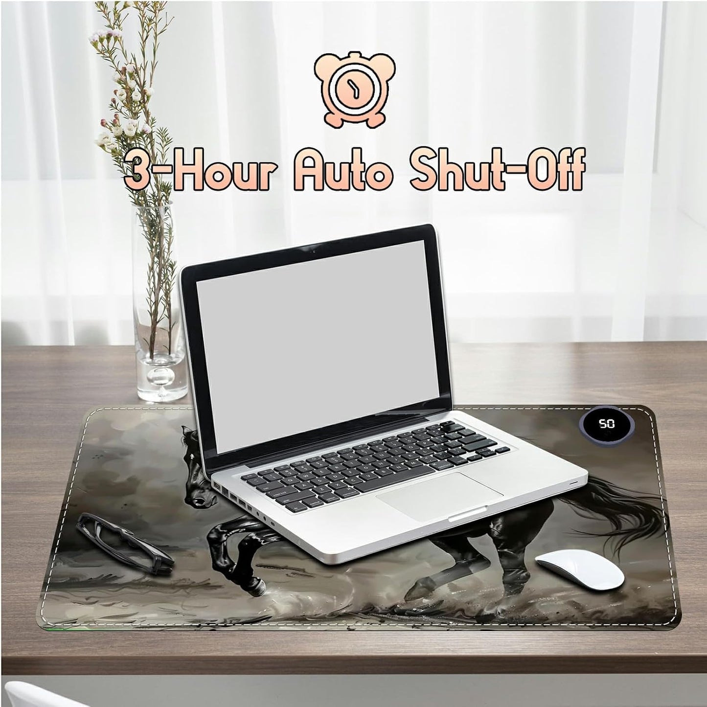 Heated Desk Pad Heated Large Mouse Pad, Electric Quickly Warm Desk Mat with 3 Levels Heating 3 Hours Auto Shut-Off, 31.5" x 13" Warm Gaming Mousepad Hand Foot Warmer, Baby Elephant