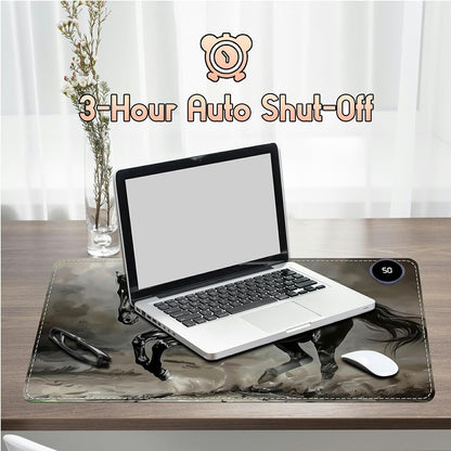 Heated Desk Pad Heated Large Mouse Pad, Electric Quickly Warm Desk Mat with 3 Levels Heating 3 Hours Auto Shut-Off, 31.5" x 13" Warm Gaming Mousepad Hand Foot Warmer, Baby Elephant