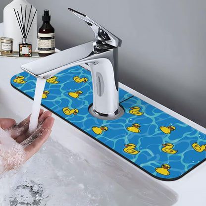 Aquamarine Blue Mexican Tiles Faucet Splash Guard Mat for Kitchen Sink 15x5.5" - Colors B