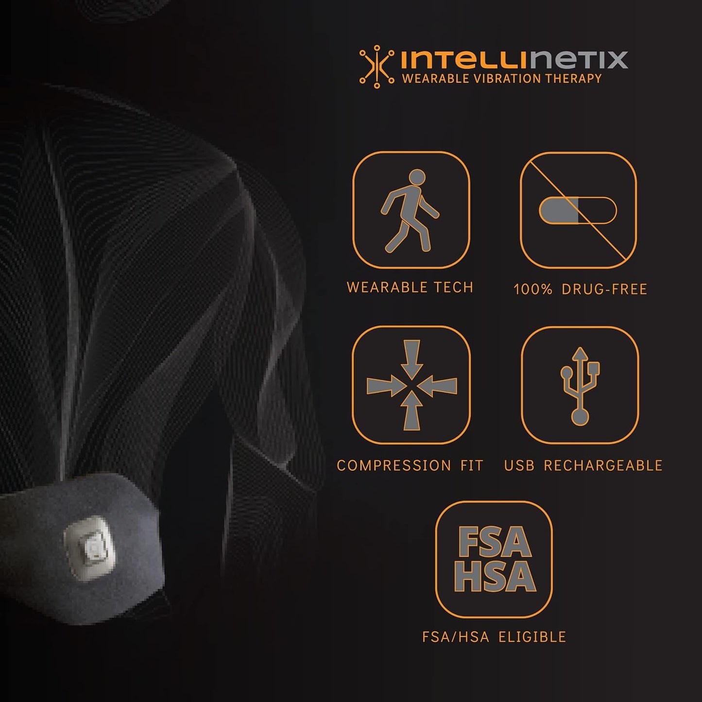 intellinetix Brownmed Universal Therapy Wrap - Active Wrap with Wearable Massager for Shoulders, Back, Arms, Knee, Calf, Foot, Ankle & More - Comfortable Compression Sleeve