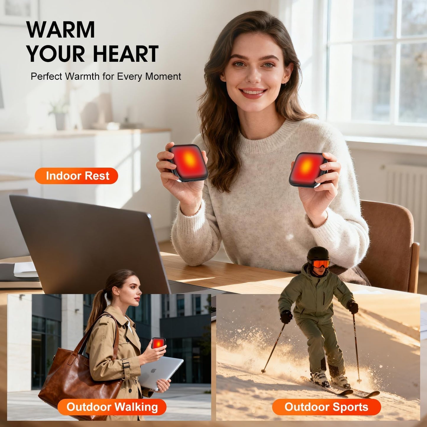 Hand Warmers Rechargeable 2 Pack - 6000mAh 3-Temp Fast Heating Electric Hand Warmers with LED Light, UL Certified Portable Pocket Heater, Hunting Essentials, Gifts for Christmas Men Women Teens
