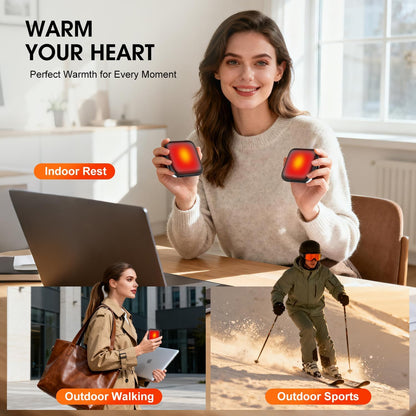 Hand Warmers Rechargeable 2 Pack - 6000mAh 3-Temp Fast Heating Electric Hand Warmers with LED Light, UL Certified Portable Pocket Heater, Hunting Essentials, Gifts for Christmas Men Women Teens