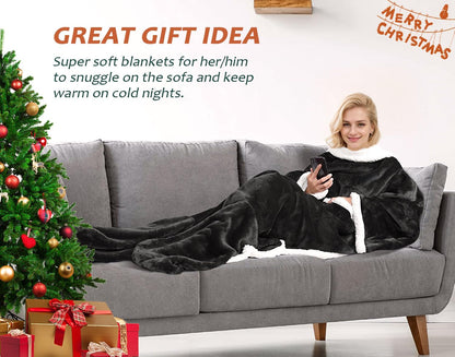 Catalonia Wearable Blanket with Sleeves & Foot Pocket for Adults | Soft Fleece Throw Wrap with Hands-Free Comfort, Perfect for Reading, TV Time & Relaxing, Christmas Gift for Women & Men