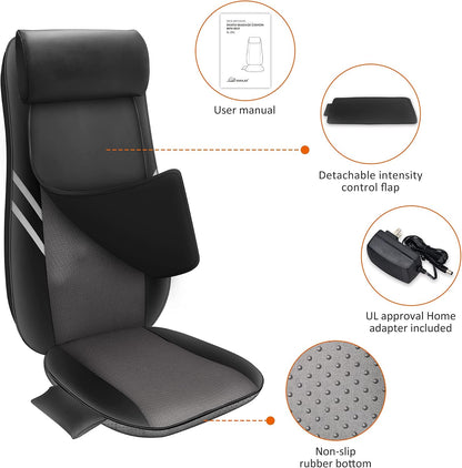 Snailax Shiatsu Back Massager with Heat, Deep Kneading Massage Chair Pad for Neck, Shoulders, Full Back & Waist, Adjustable Roller Massage Seat Cushion for Home Office, Pain Relief, Gift for Men Women