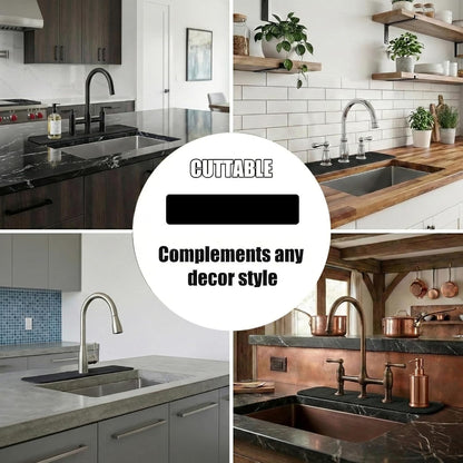 Customizable Kitchen Sink Faucet Mat: 30"Lx5.5"W Absorbent Splash Guard | Non-slip Fabric Rubber Mat, Cut to Fit Oval Rectangle Square Faucet & 2,3,4 Holes Irregular Sink with Soap Dispenser Air Gap