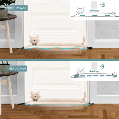 Under Door Draft Stopper Decorative Wind Stopper 36 inch for Door & Window, Weighted Animal Air Draft Stopper for Bottom of Door with Hanging Loops - Brown Dog